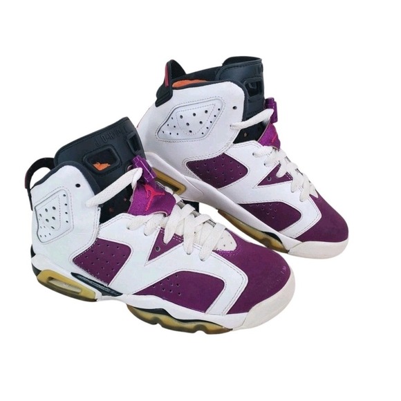 Air Jordan 6 Retro Grape Athletic Shoes Youth 4Y Womens 5.5 Purple White Sneaker - Picture 16 of 16